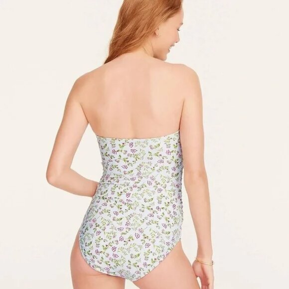 J.Crew Ruched Bandeau One-Piece in Cloud Meadow Floral Size 6 - Picture 2 of 9
